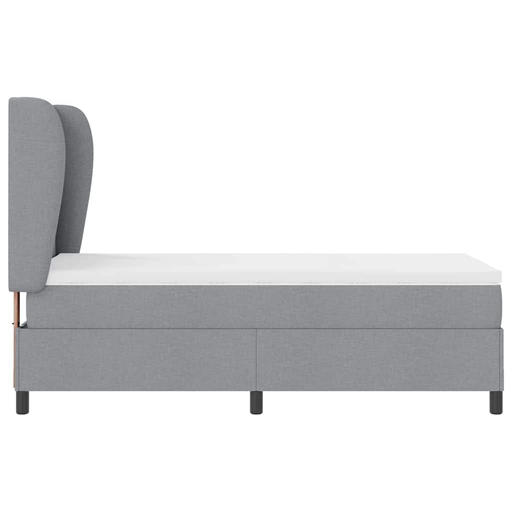 Lit à ressorts avec tête de lit Gris clair 80 x 200 cm tissu - XIOS