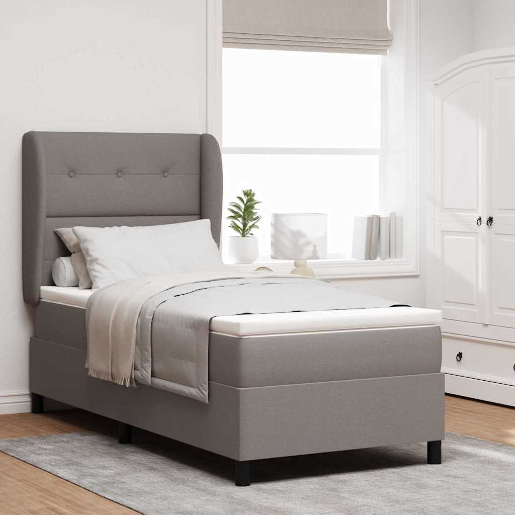 Lit à ressorts avec matelas Taupe 80 x 200 cm tissu - XIOS