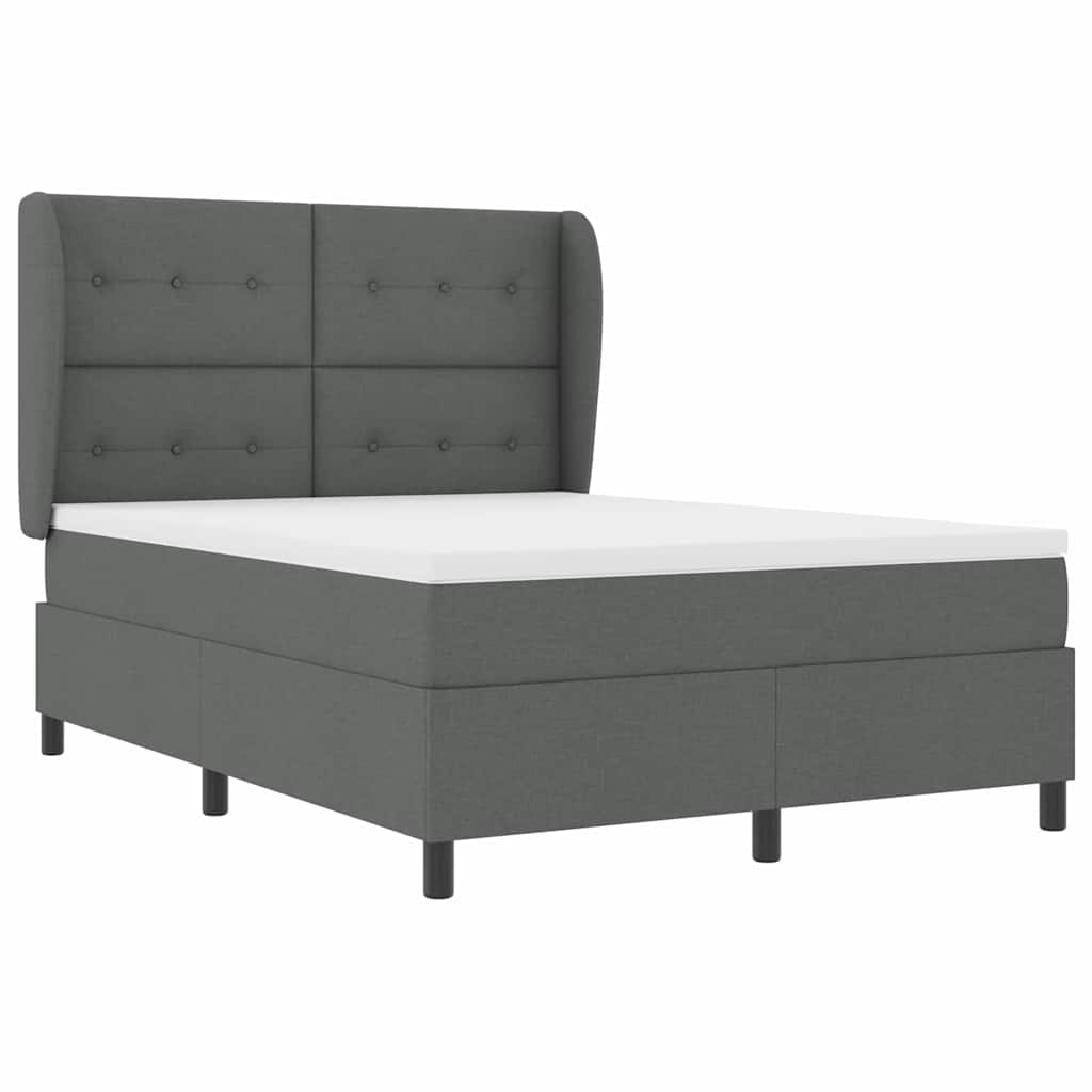 Lit à ressorts avec tête de lit Gris foncé 140 x 190 cm tissu - XIOS