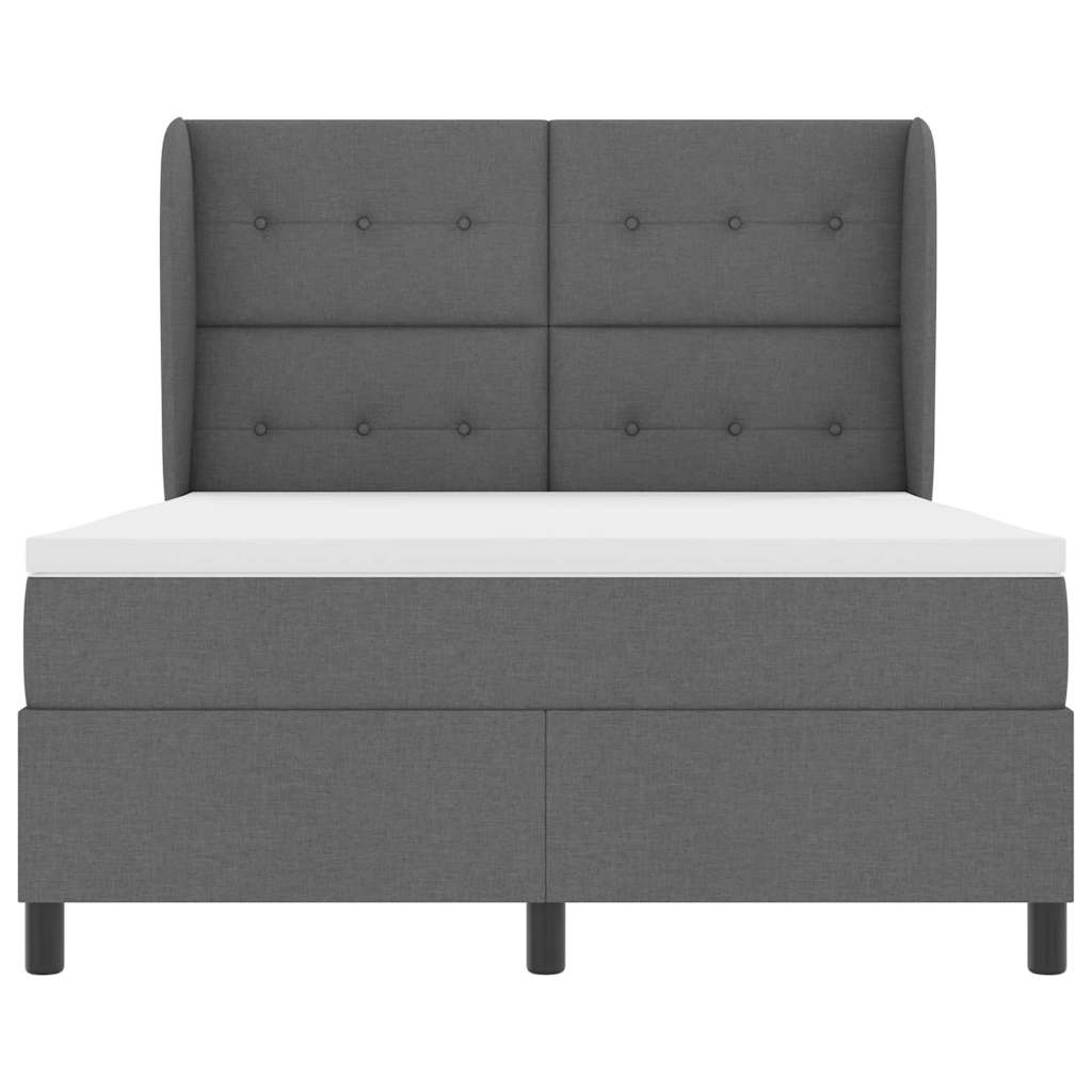 Lit à ressorts avec tête de lit Gris foncé 140 x 190 cm tissu - XIOS
