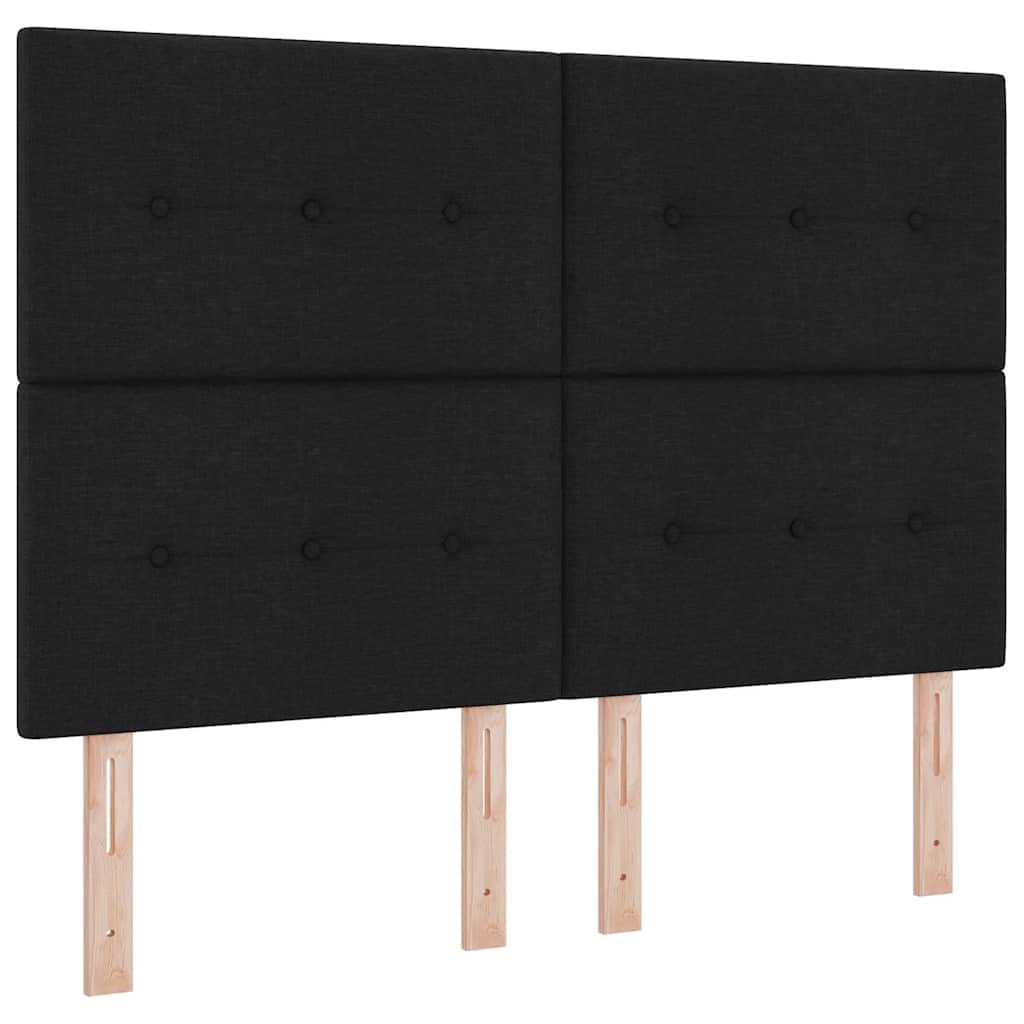 Lit à ressorts avec tête de lit Noir 140 x 190 cm tissu