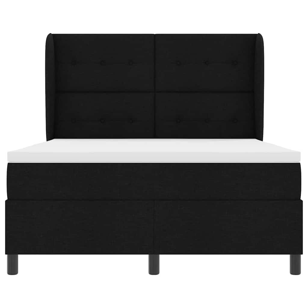 Lit à ressorts avec tête de lit Noir 140 x 190 cm tissu