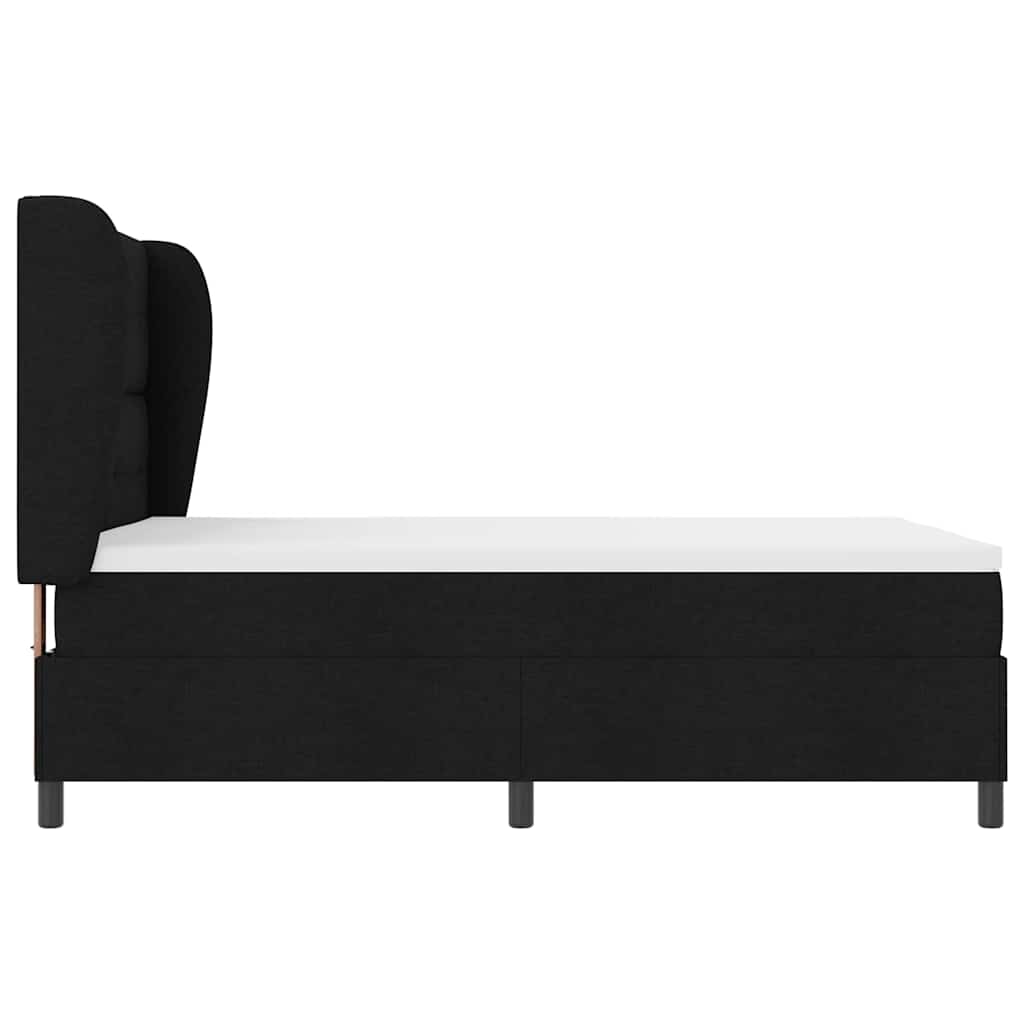 Lit à ressorts avec tête de lit Noir 140 x 190 cm tissu