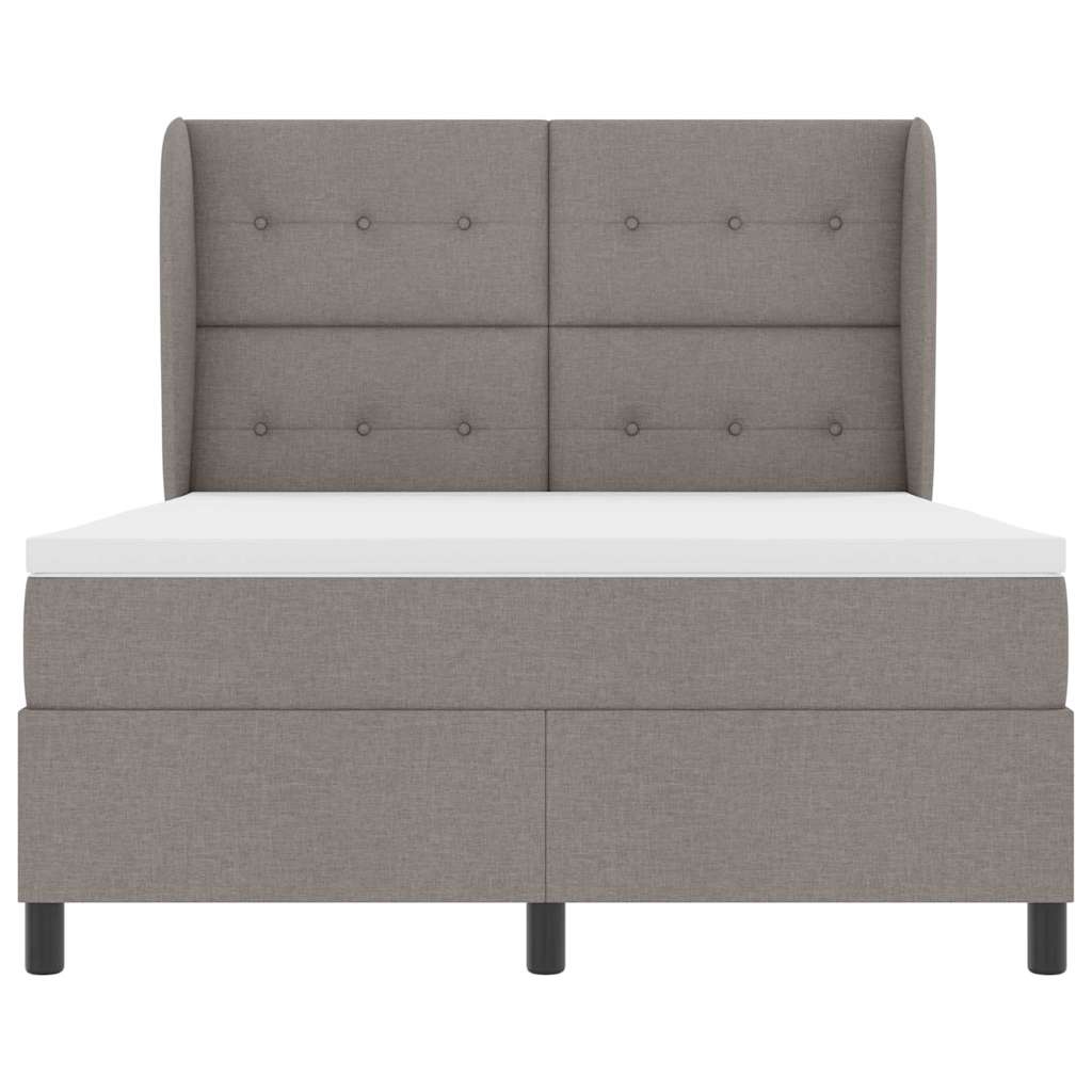 Lit à ressorts avec tête de lit Taupe 140 x 190 cm tissu