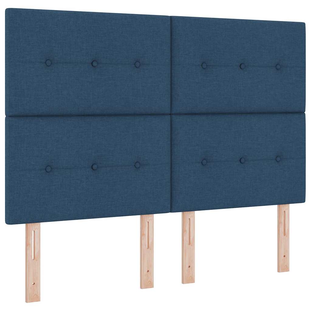 Lit à ressorts avec tête de lit Bleu 140 x 190 cm tissu - XIOS