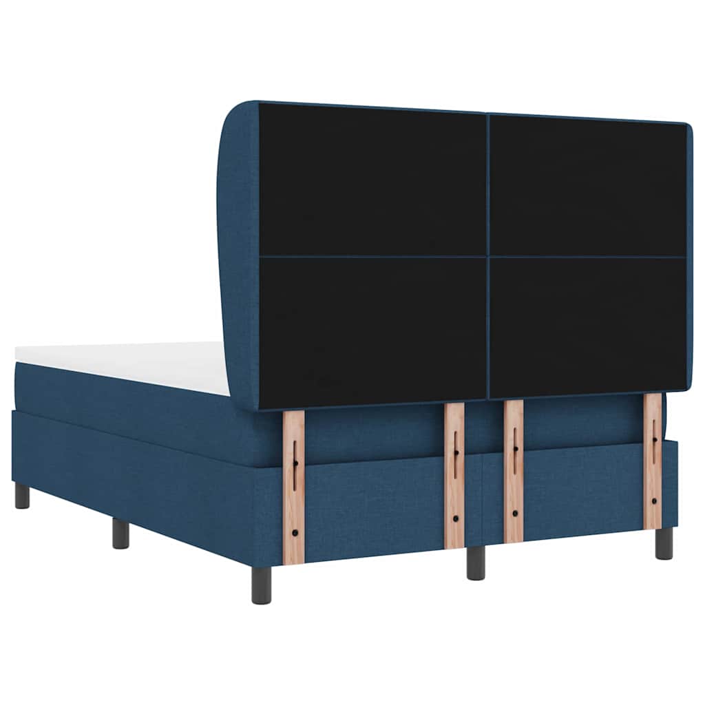 Lit à ressorts avec tête de lit Bleu 140 x 190 cm tissu - XIOS