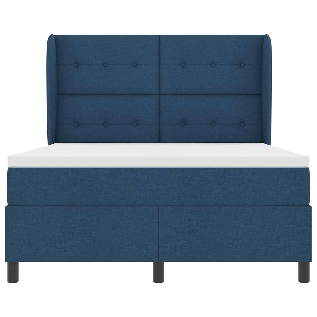 Lit à ressorts avec tête de lit Bleu 140 x 190 cm tissu - XIOS