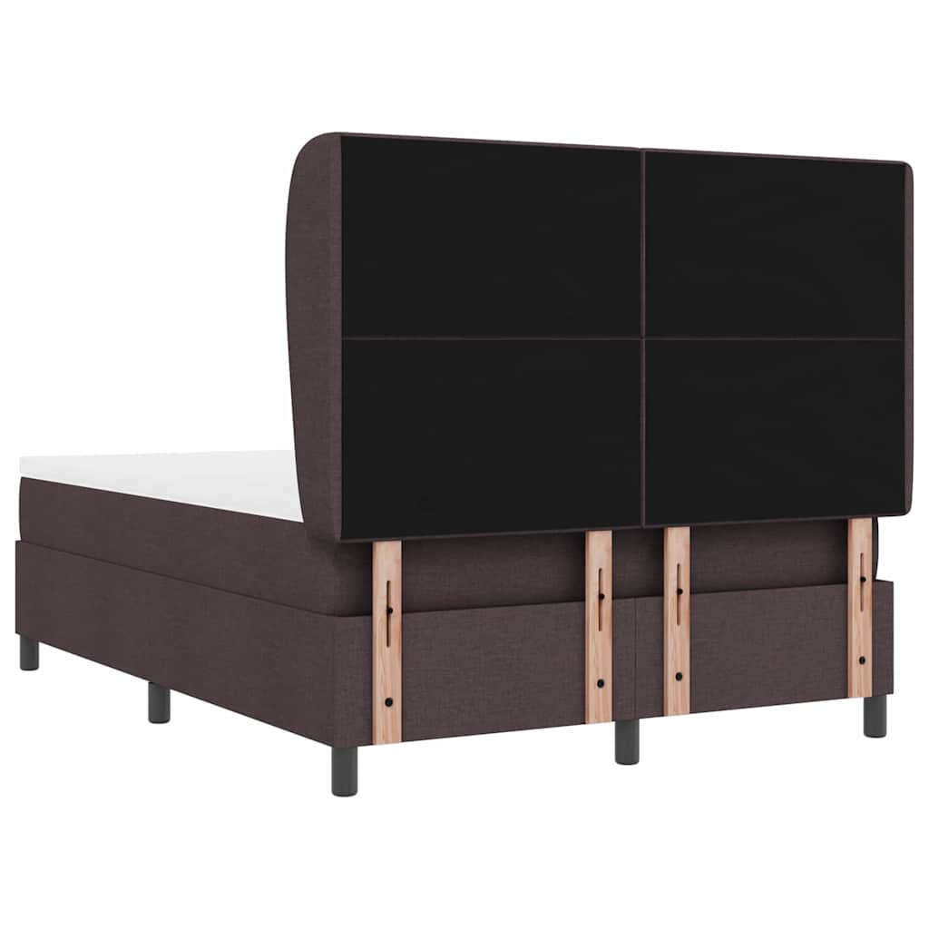 Lit à ressorts avec tête de lit Marron foncé 140 x 200 cm tissu