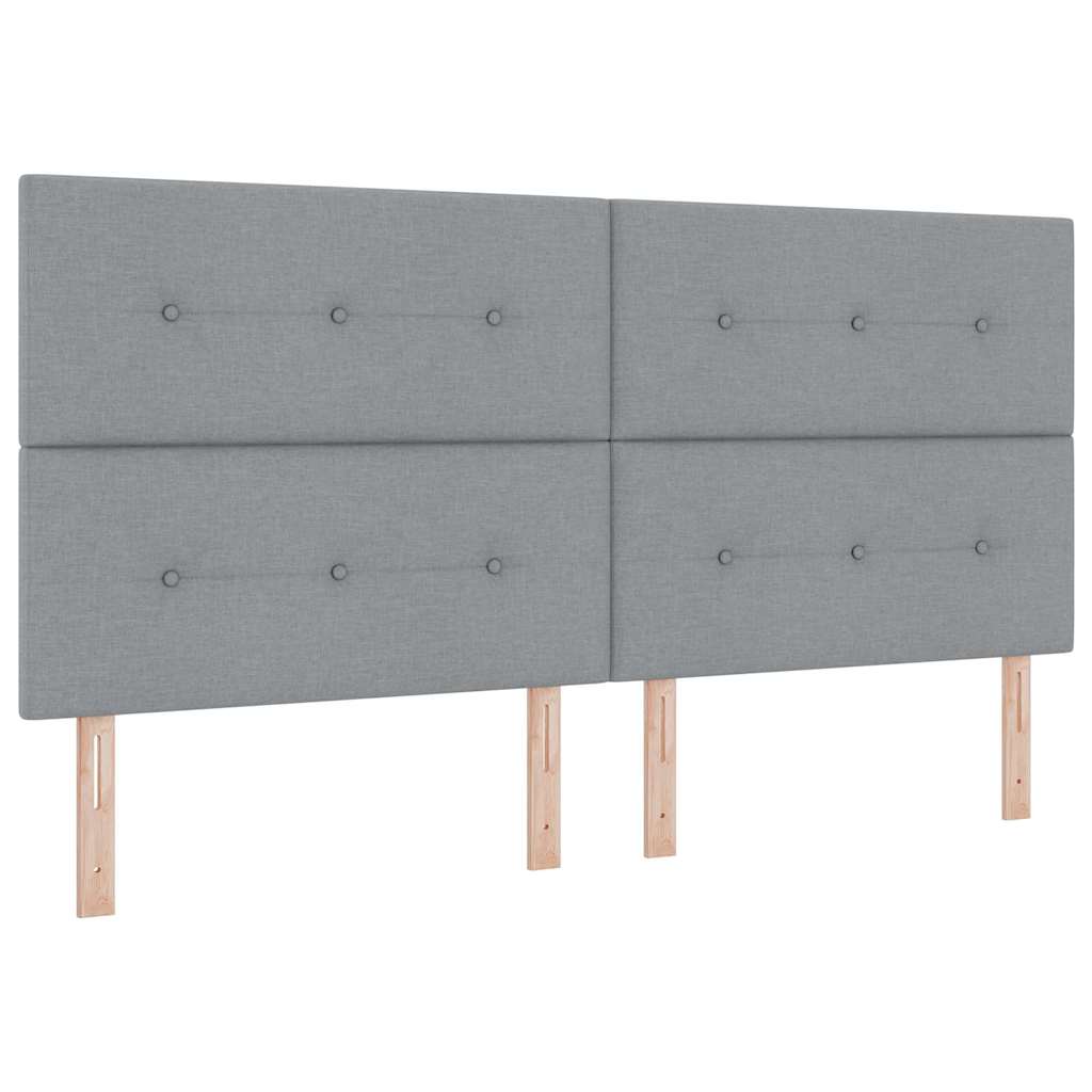 Lit à ressorts avec matelas Gris clair 200 x 200 cm tissu