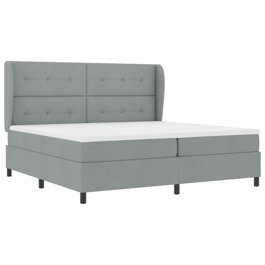 Lit à ressorts avec matelas Gris clair 200 x 200 cm tissu