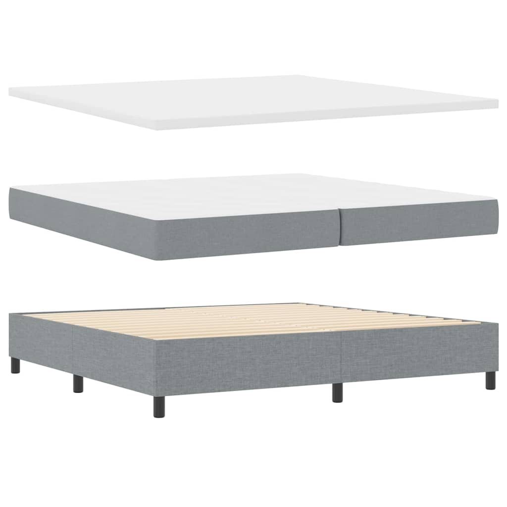 Lit à ressorts avec matelas Gris clair 200 x 200 cm tissu