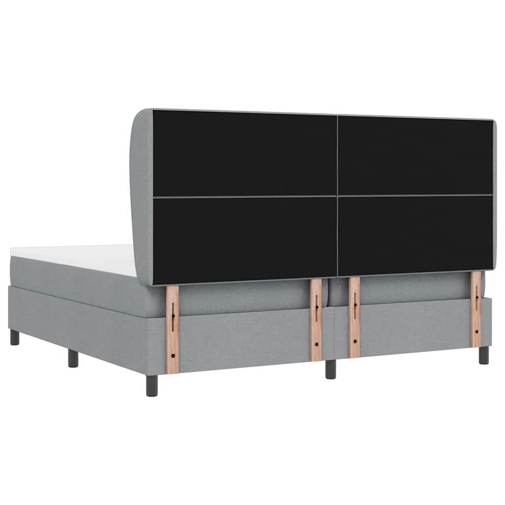 Lit à ressorts avec matelas Gris clair 200 x 200 cm tissu