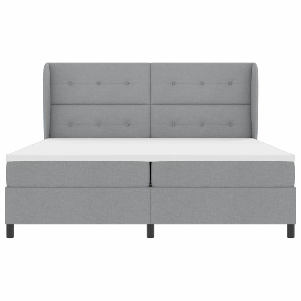 Lit à ressorts avec matelas Gris clair 200 x 200 cm tissu