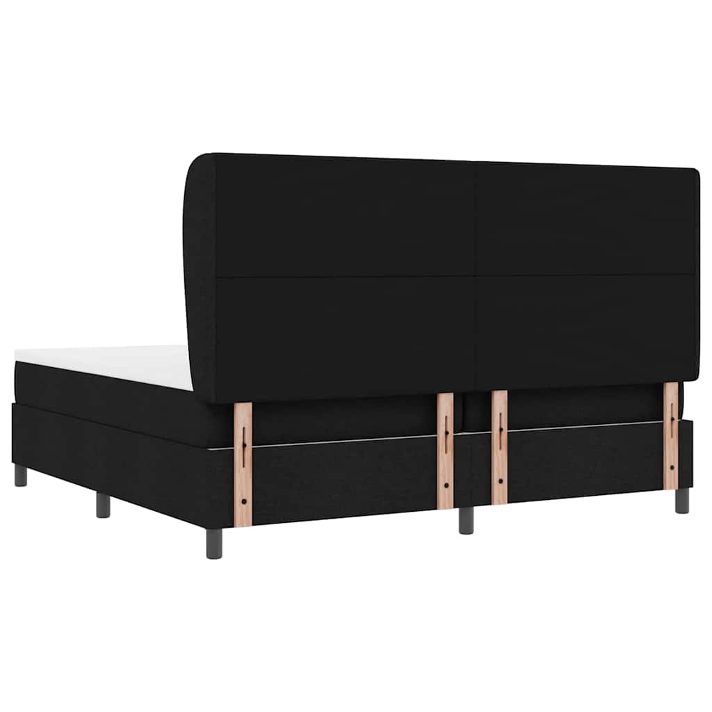 Lit à ressorts avec matelas Noir 200 x 200 cm tissu - XIOS