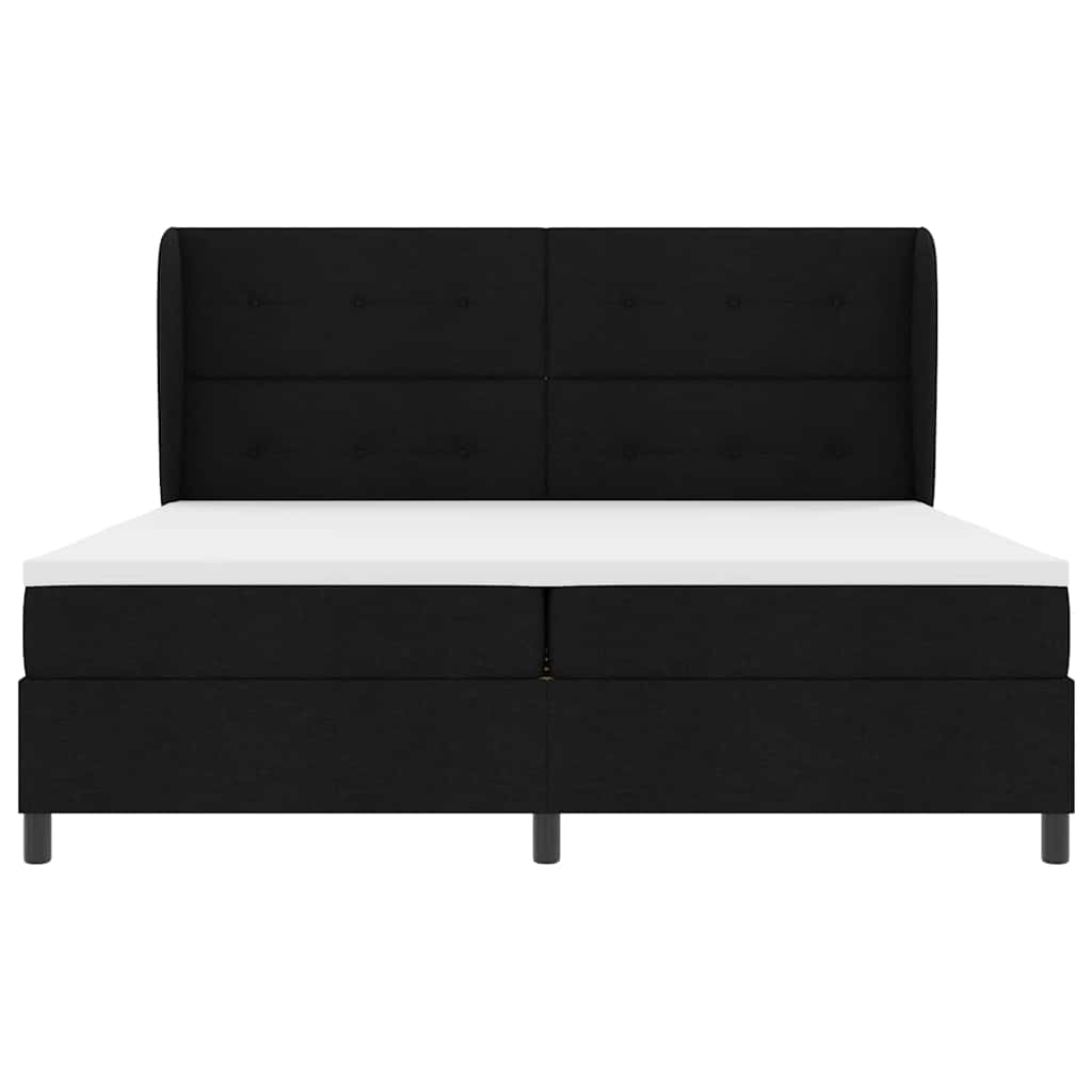 Lit à ressorts avec matelas Noir 200 x 200 cm tissu - XIOS