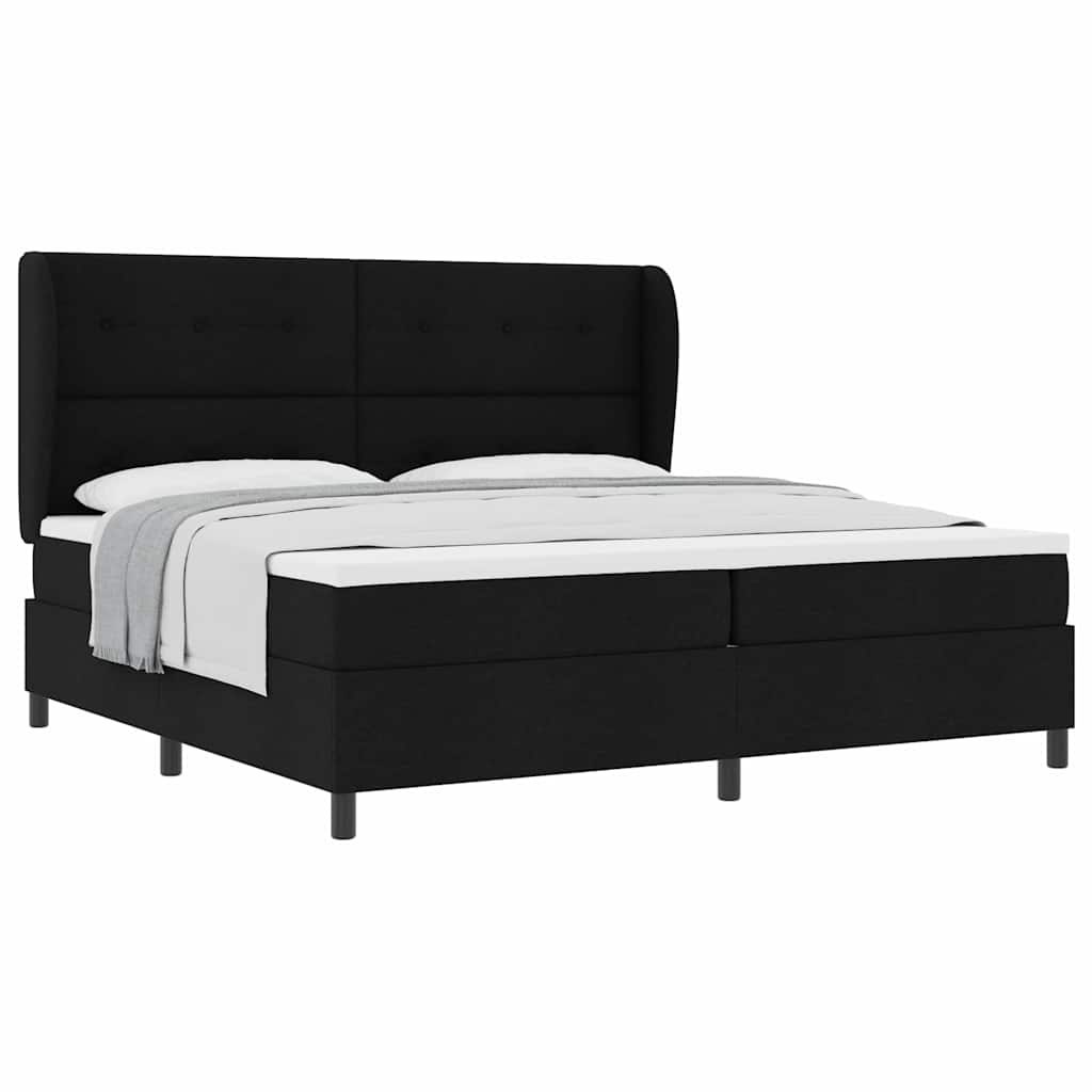 Lit à ressorts avec matelas Noir 200 x 200 cm tissu - XIOS