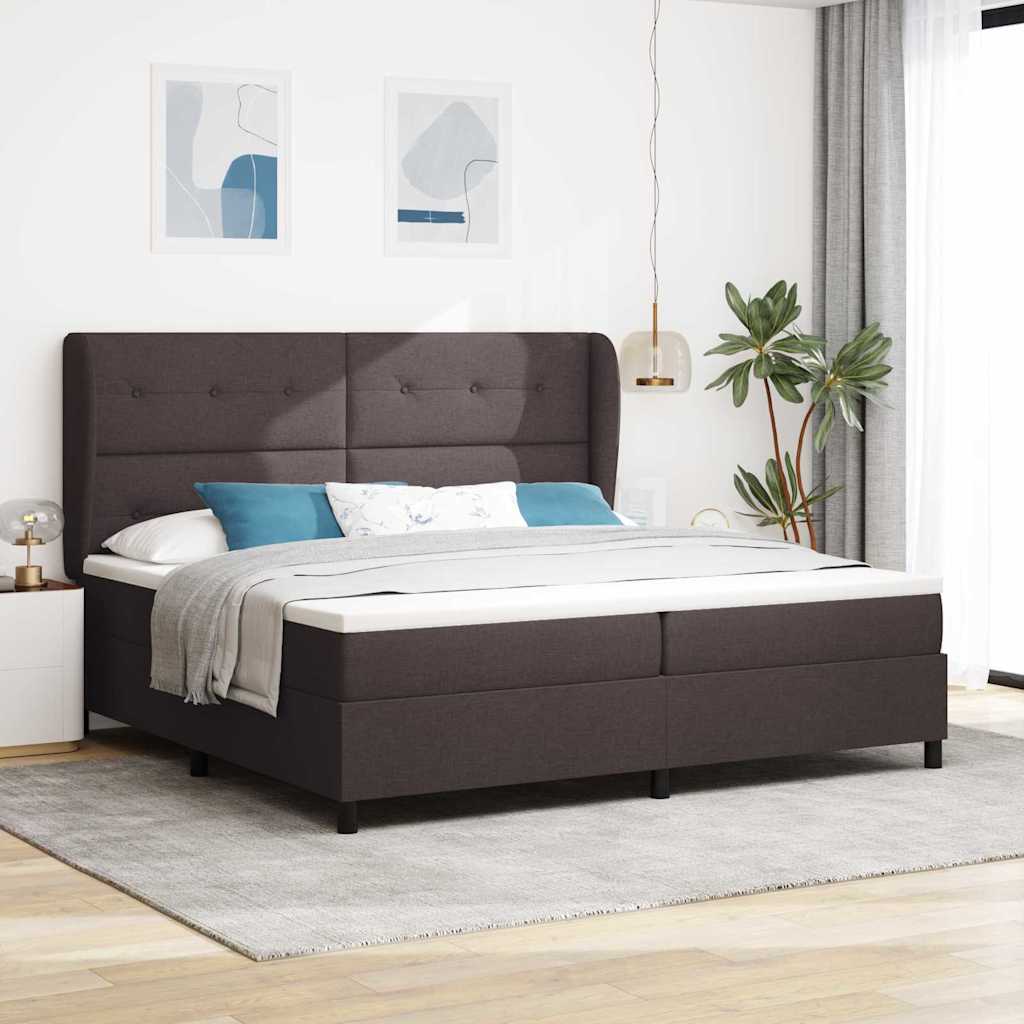 Lit à ressorts avec matelas Marron foncé 200 x 200 cm tissu - XIOS