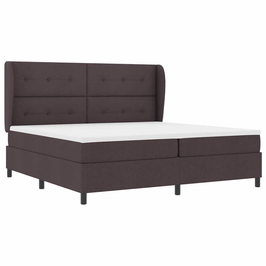 Lit à ressorts avec matelas Marron foncé 200 x 200 cm tissu - XIOS