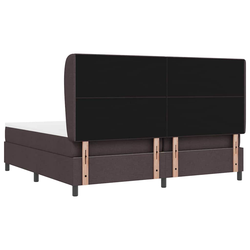 Lit à ressorts avec matelas Marron foncé 200 x 200 cm tissu - XIOS