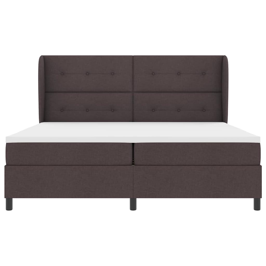Lit à ressorts avec matelas Marron foncé 200 x 200 cm tissu - XIOS