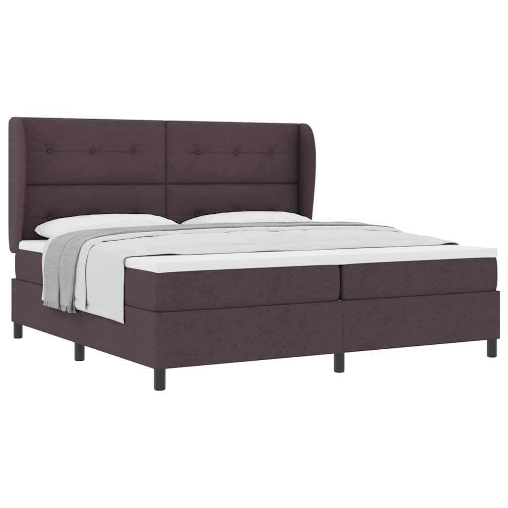 Lit à ressorts avec matelas Marron foncé 200 x 200 cm tissu - XIOS