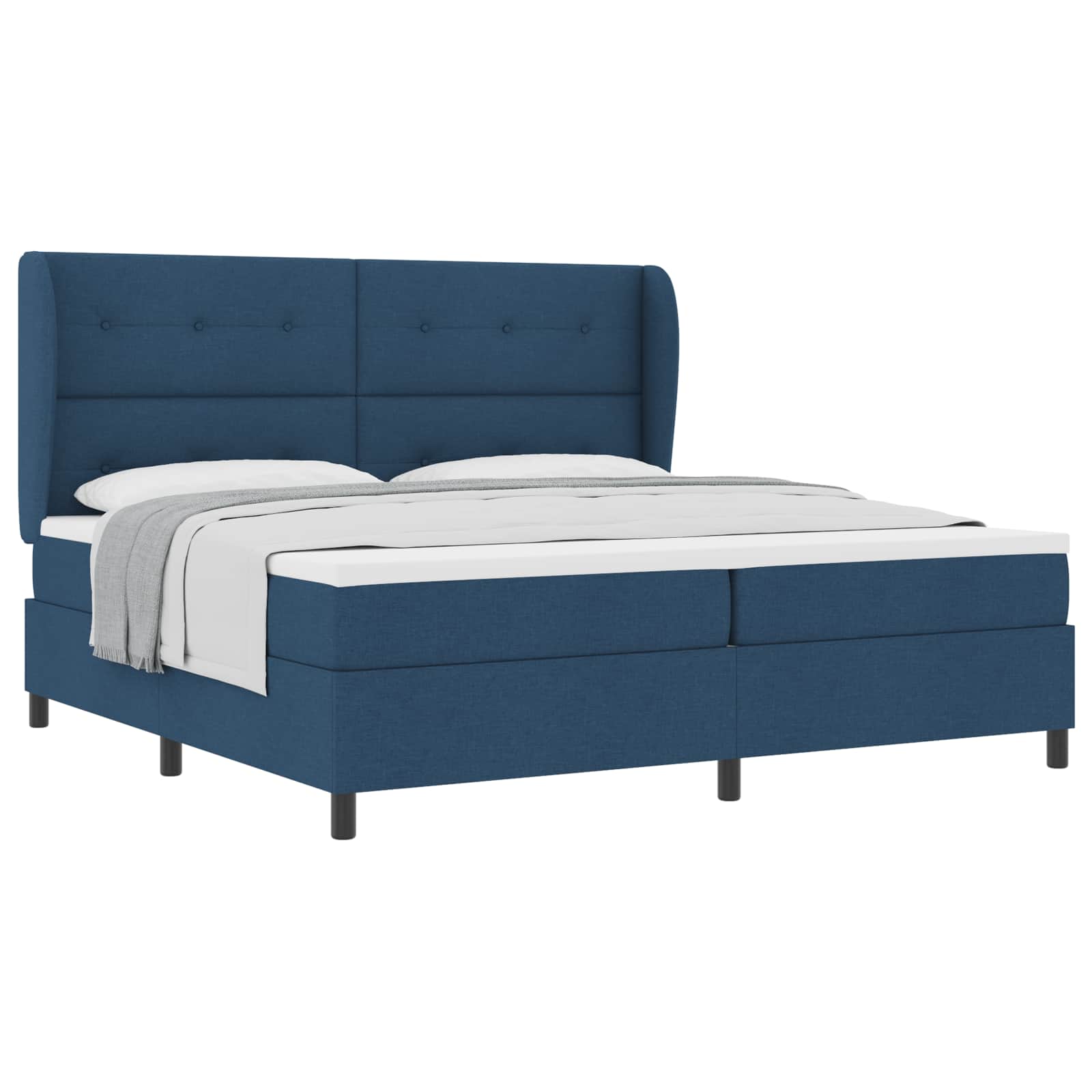 Lit à ressorts avec matelas Bleu 200 x 200 cm tissu - XIOS