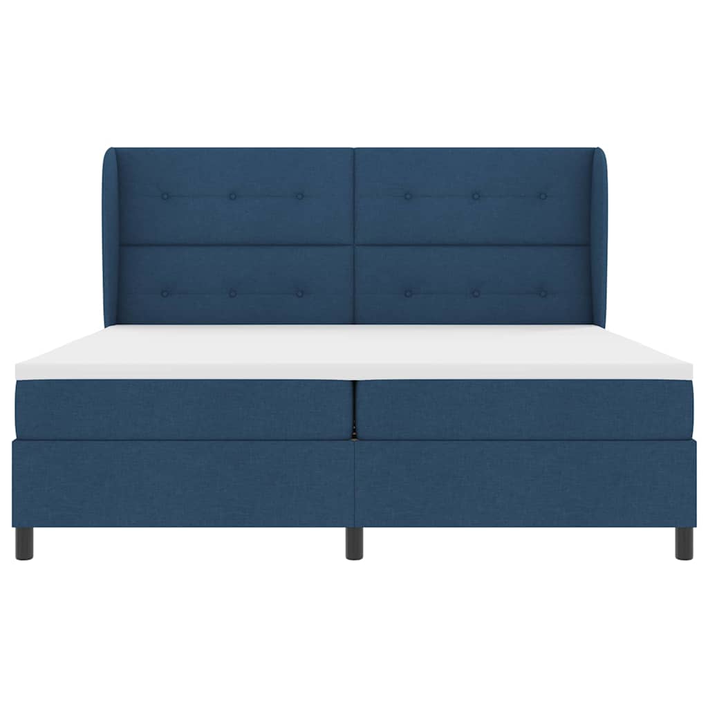 Lit à ressorts avec matelas Bleu 200 x 200 cm tissu - XIOS