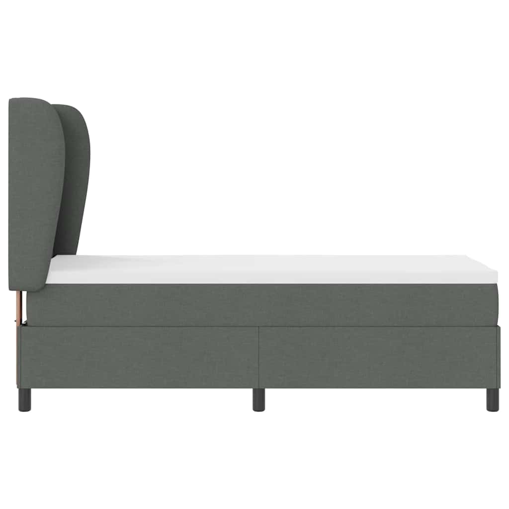 Lit à ressorts avec tête de lit Gris foncé 80 x 200 cm tissu