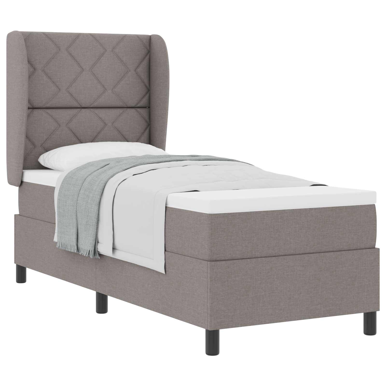 Lit à ressorts avec tête de lit Taupe 80 x 200 cm tissu - XIOS