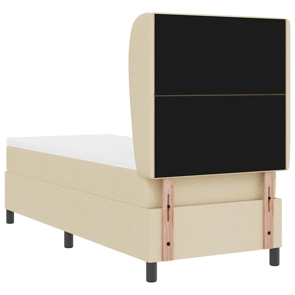 Lit à ressorts avec coussin Crème 80 x 200 cm tissu