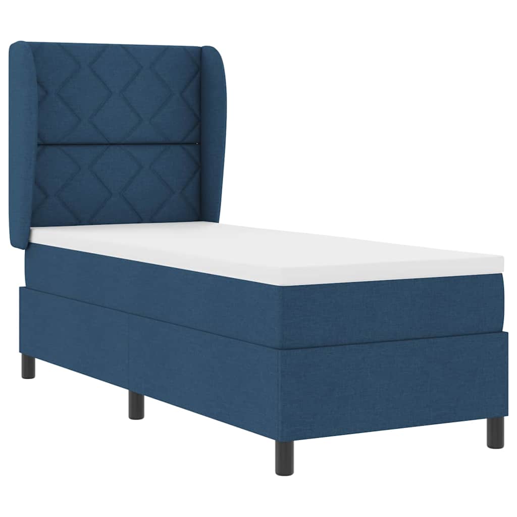 Lit à ressorts avec matelas Bleu 80 x 200 cm tissu - XIOS