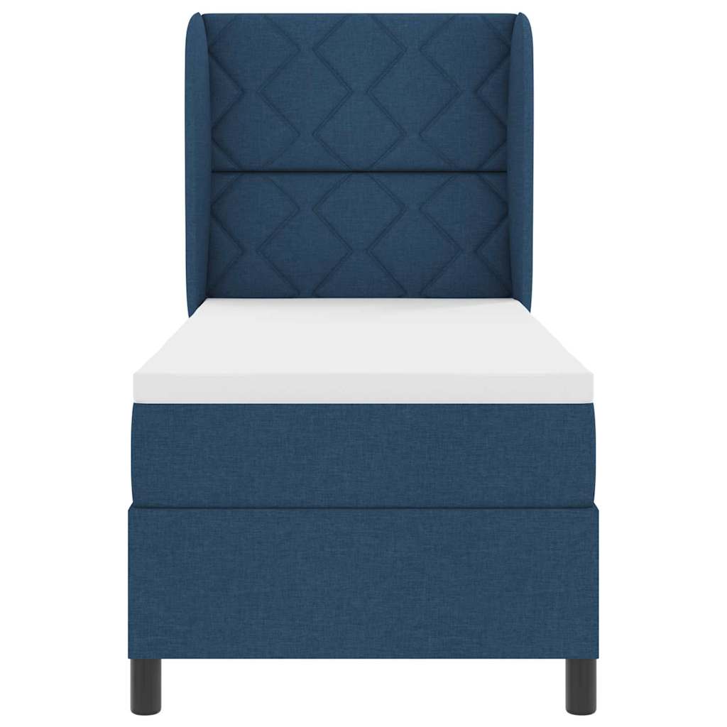 Lit à ressorts avec matelas Bleu 80 x 200 cm tissu - XIOS