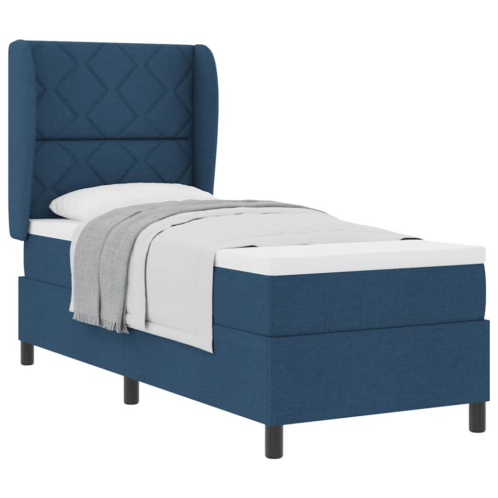 Lit à ressorts avec matelas Bleu 80 x 200 cm tissu - XIOS