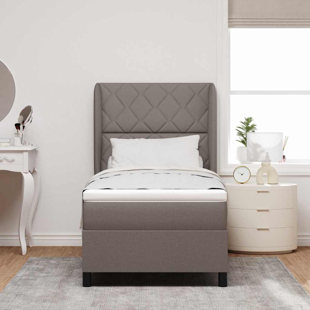 Lit à ressorts avec matelas Taupe 90 x 200 cm tissu - XIOS