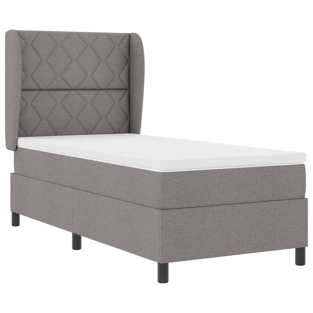 Lit à ressorts avec matelas Taupe 90 x 200 cm tissu - XIOS