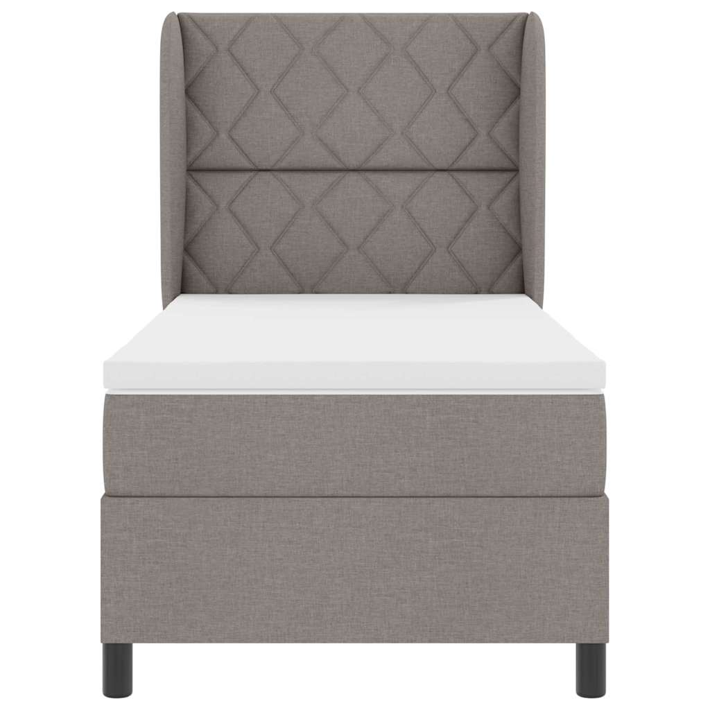 Lit à ressorts avec matelas Taupe 90 x 200 cm tissu - XIOS