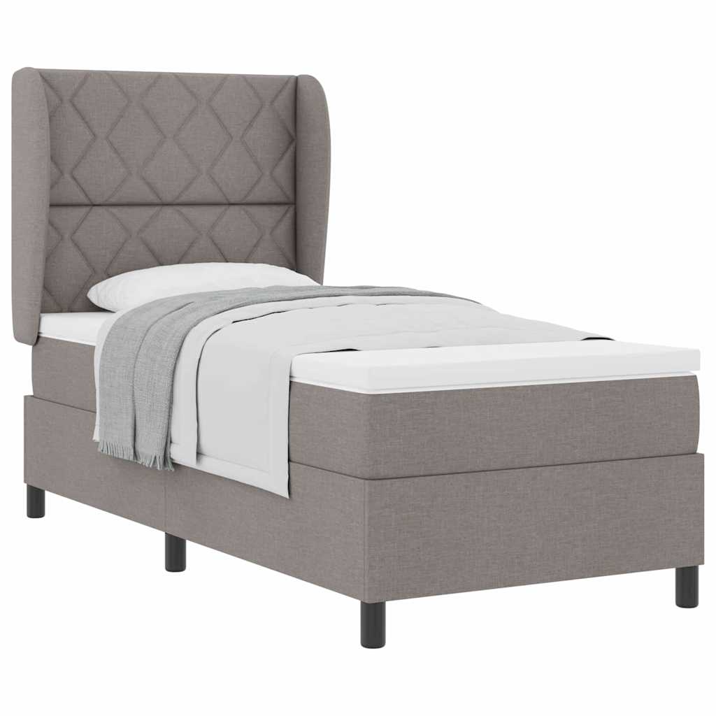 Lit à ressorts avec matelas Taupe 90 x 200 cm tissu - XIOS
