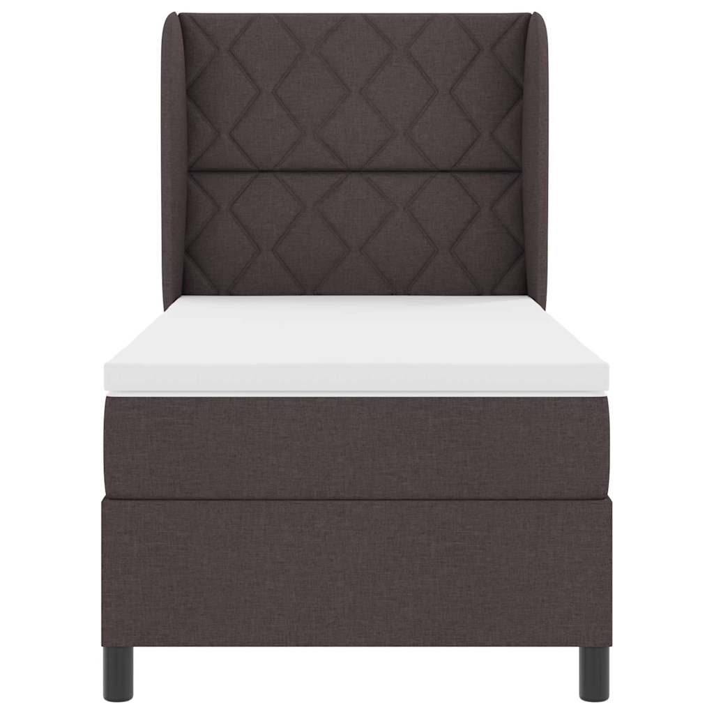 Lit à ressorts avec tête de lit Marron foncé 100 x 200 cm tissu - XIOS