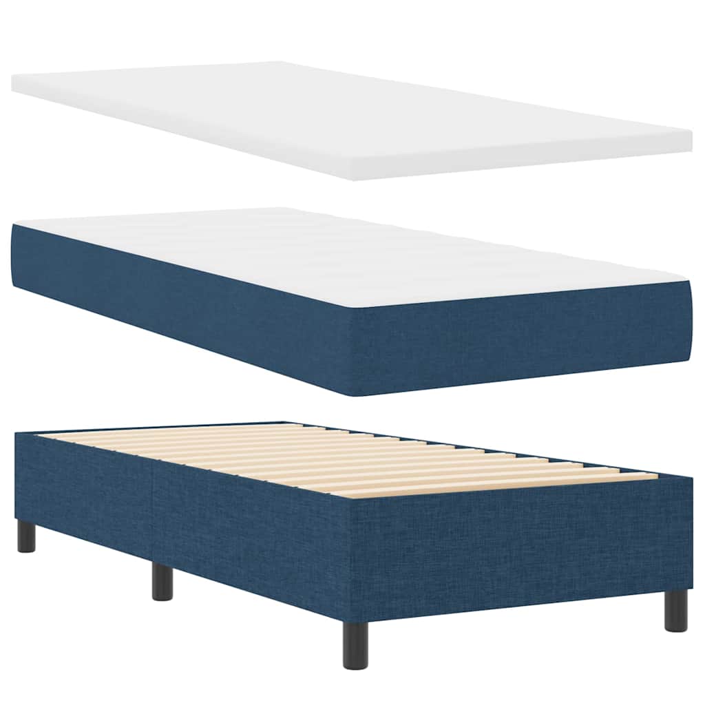 Lit à ressorts avec matelas Bleu 100 x 200 cm tissu - XIOS