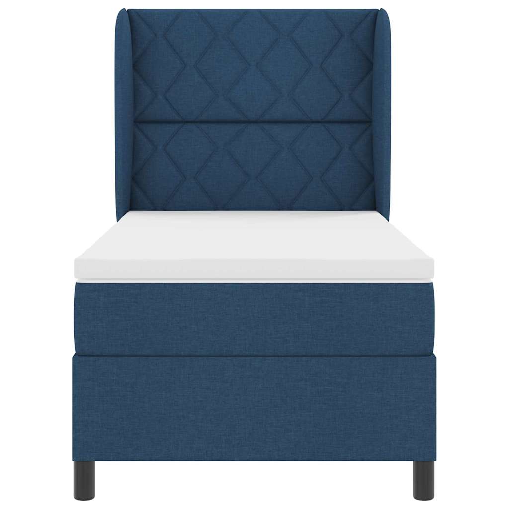 Lit à ressorts avec matelas Bleu 100 x 200 cm tissu - XIOS