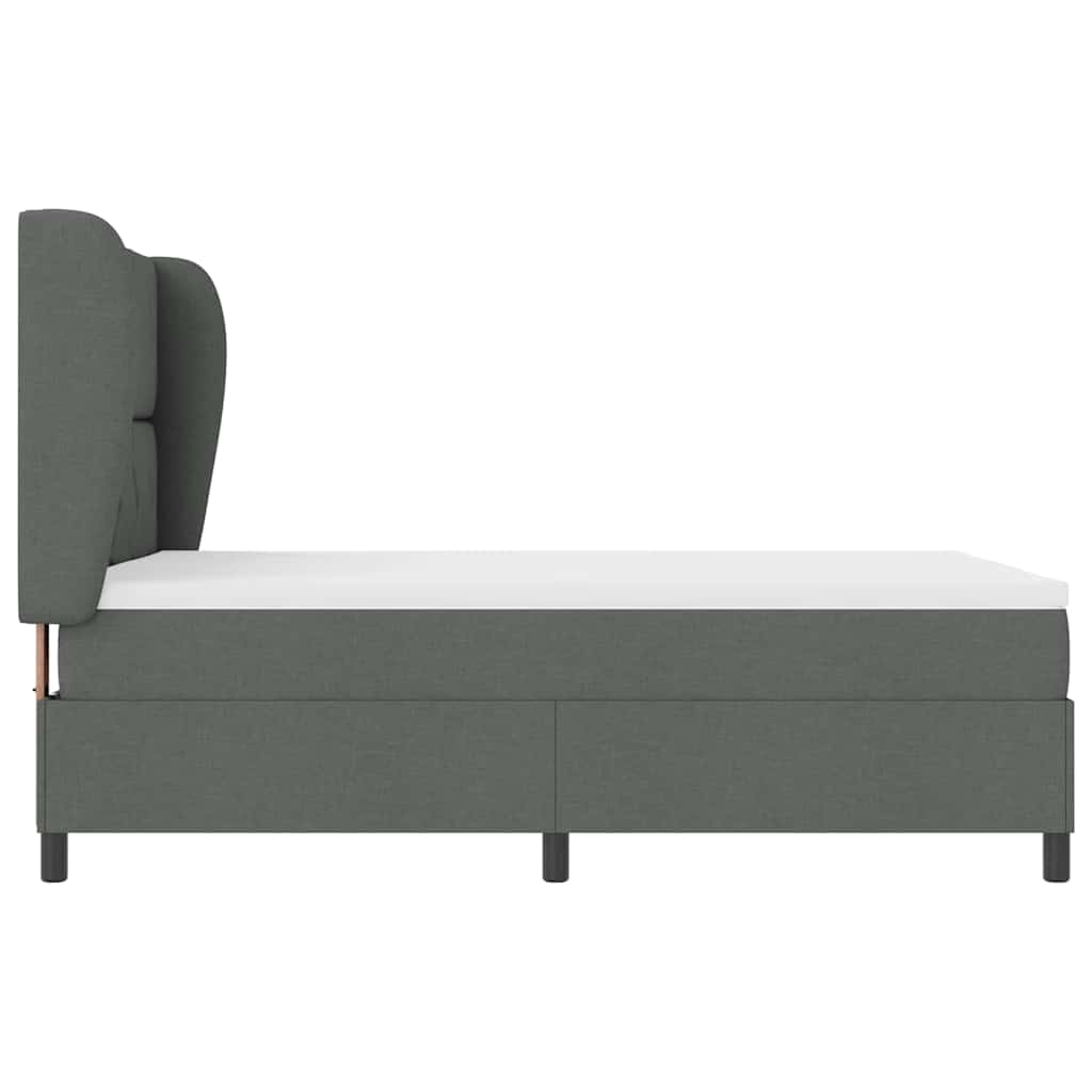 Lit à ressorts avec matelas Gris foncé 140 x 190 cm tissu