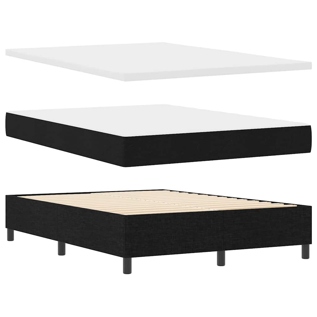 Lit à ressorts avec matelas Noir 140 x 190 cm tissu