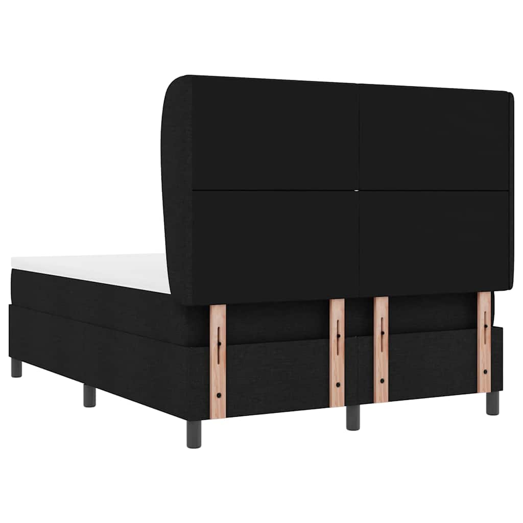 Lit à ressorts avec matelas Noir 140 x 190 cm tissu