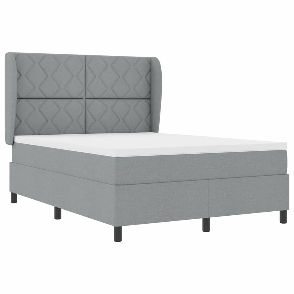 Lit à ressorts avec matelas Gris clair 140 x 200 cm tissu - XIOS