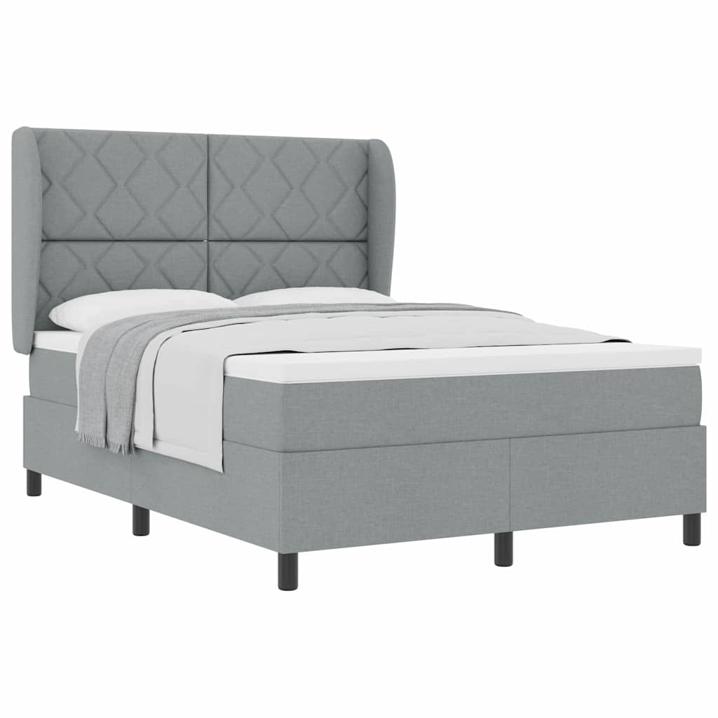 Lit à ressorts avec matelas Gris clair 140 x 200 cm tissu - XIOS