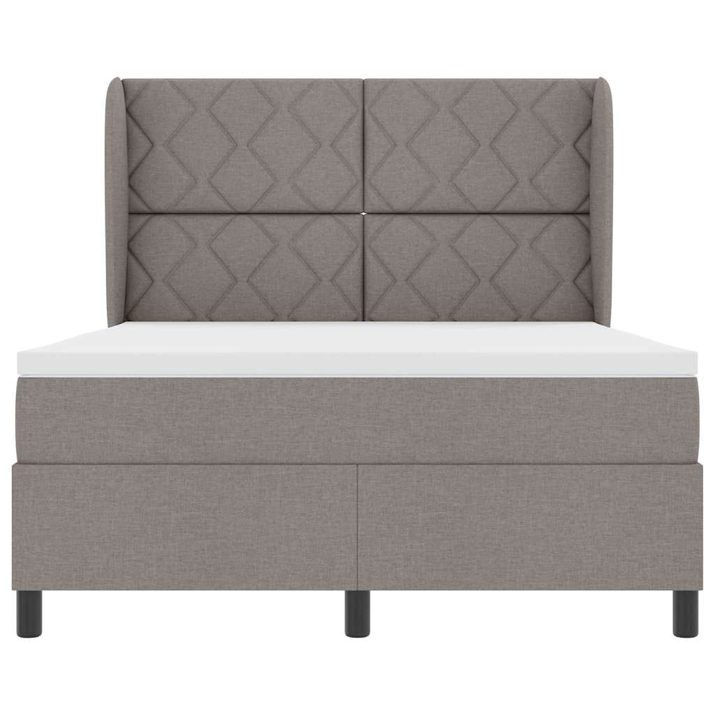 Lit à ressorts avec tête de lit Taupe 140 x 200 cm tissu
