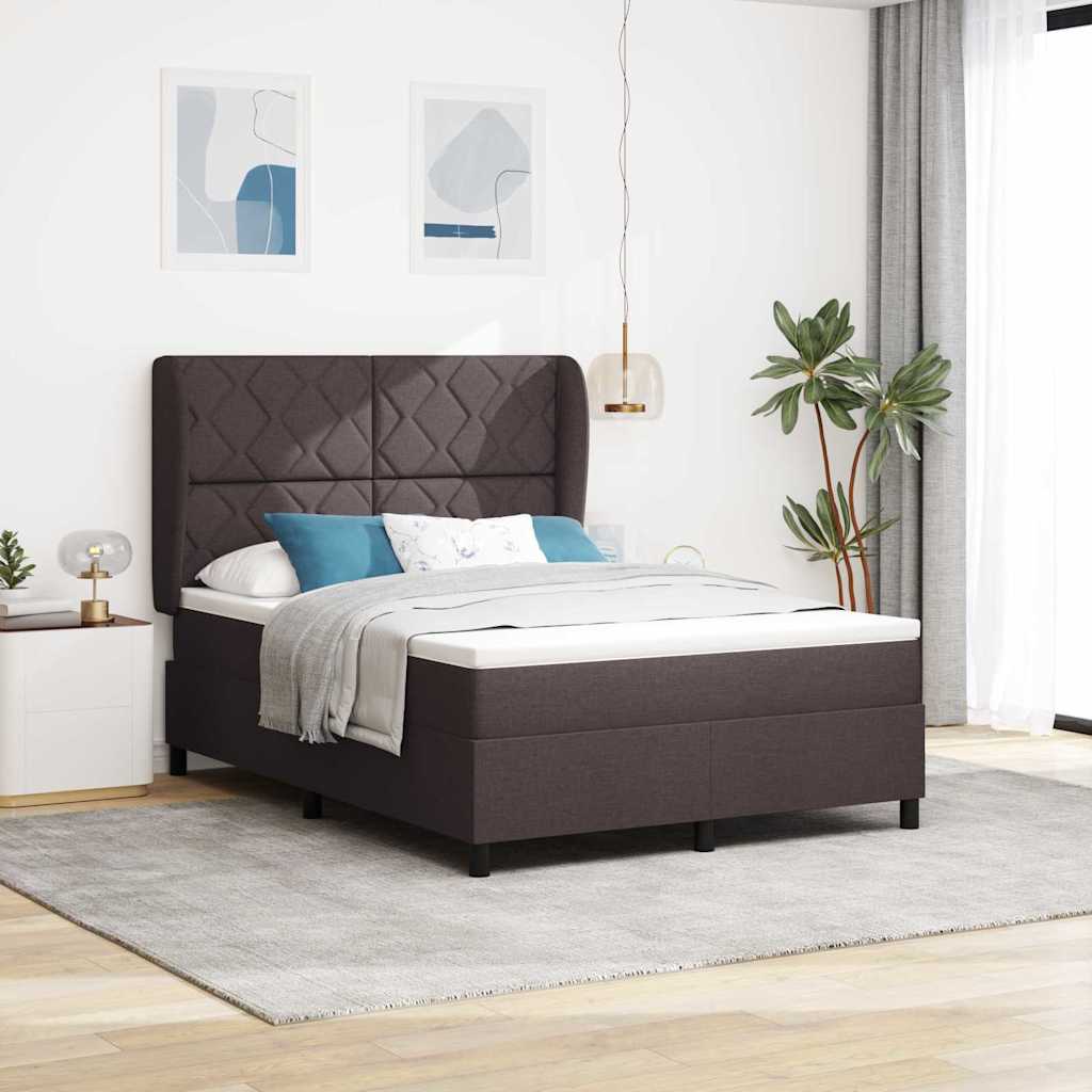 Lit à ressorts avec matelas Marron foncé 160 x 200 cm tissu - XIOS
