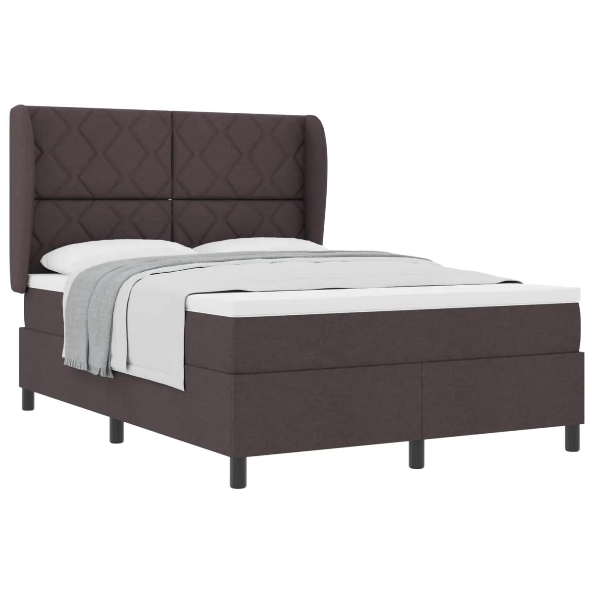 Lit à ressorts avec tête de lit Marron foncé 160 x 200 cm tissu - XIOS