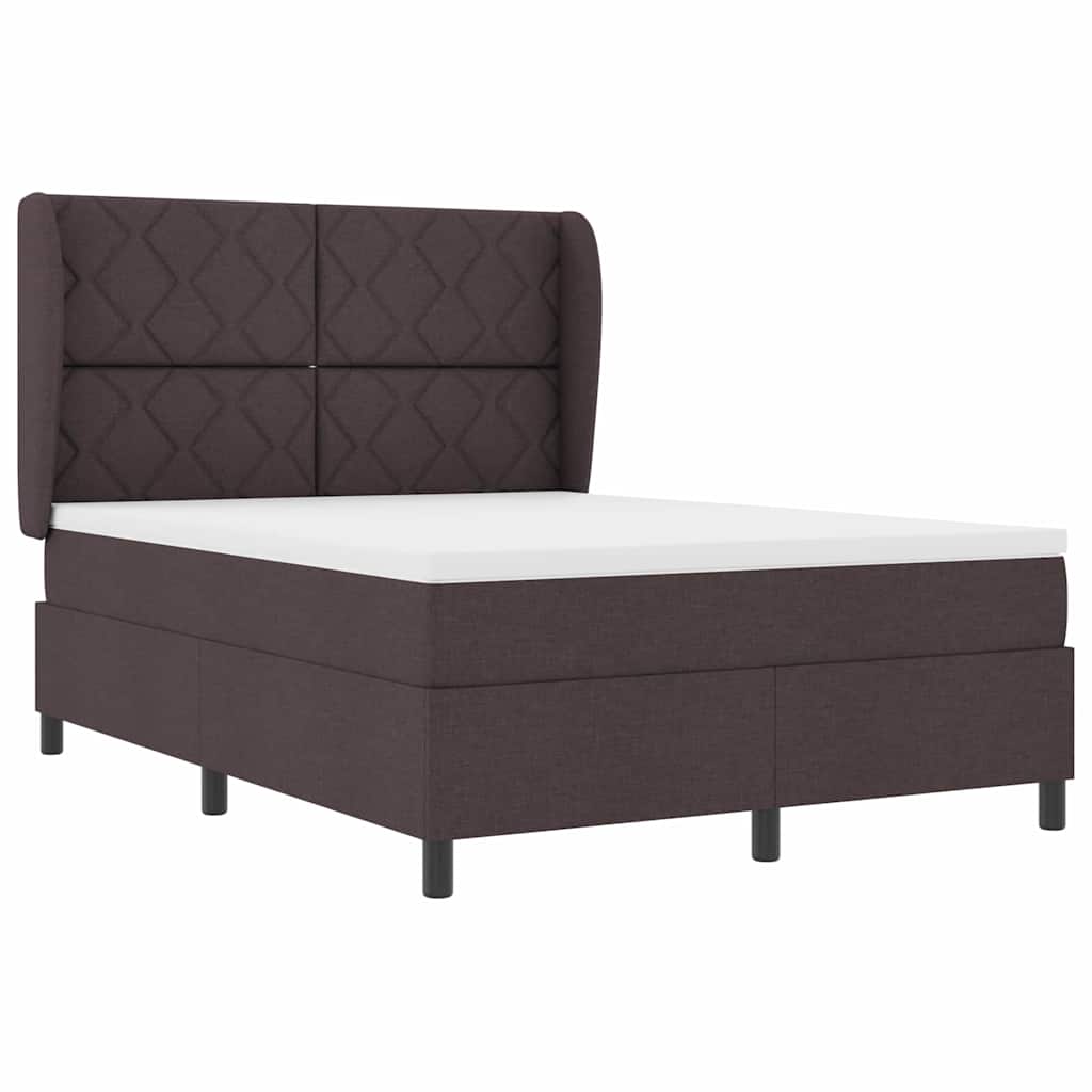 Lit à ressorts avec matelas Marron foncé 160 x 200 cm tissu - XIOS