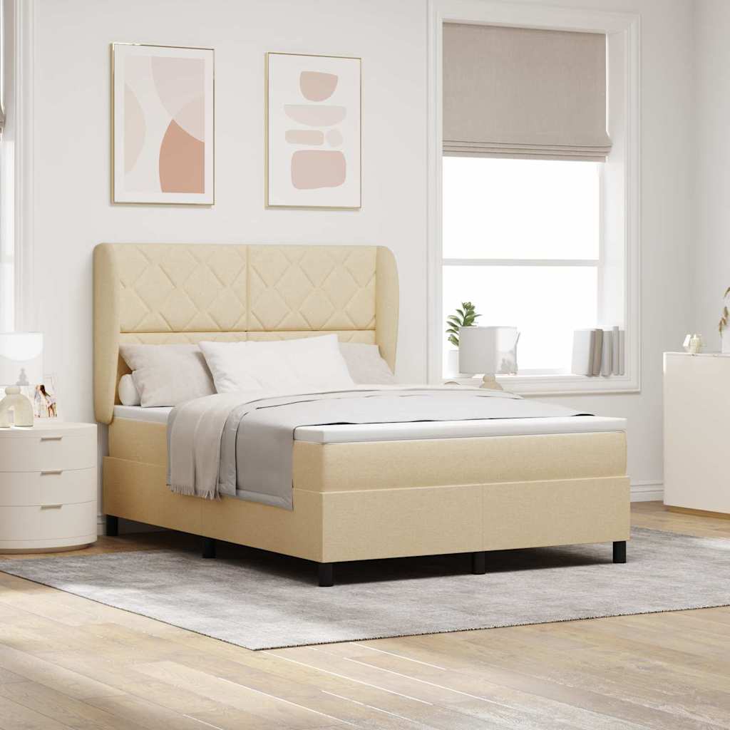 Lit à ressorts avec matelas Crème 160 x 200 cm tissu - XIOS